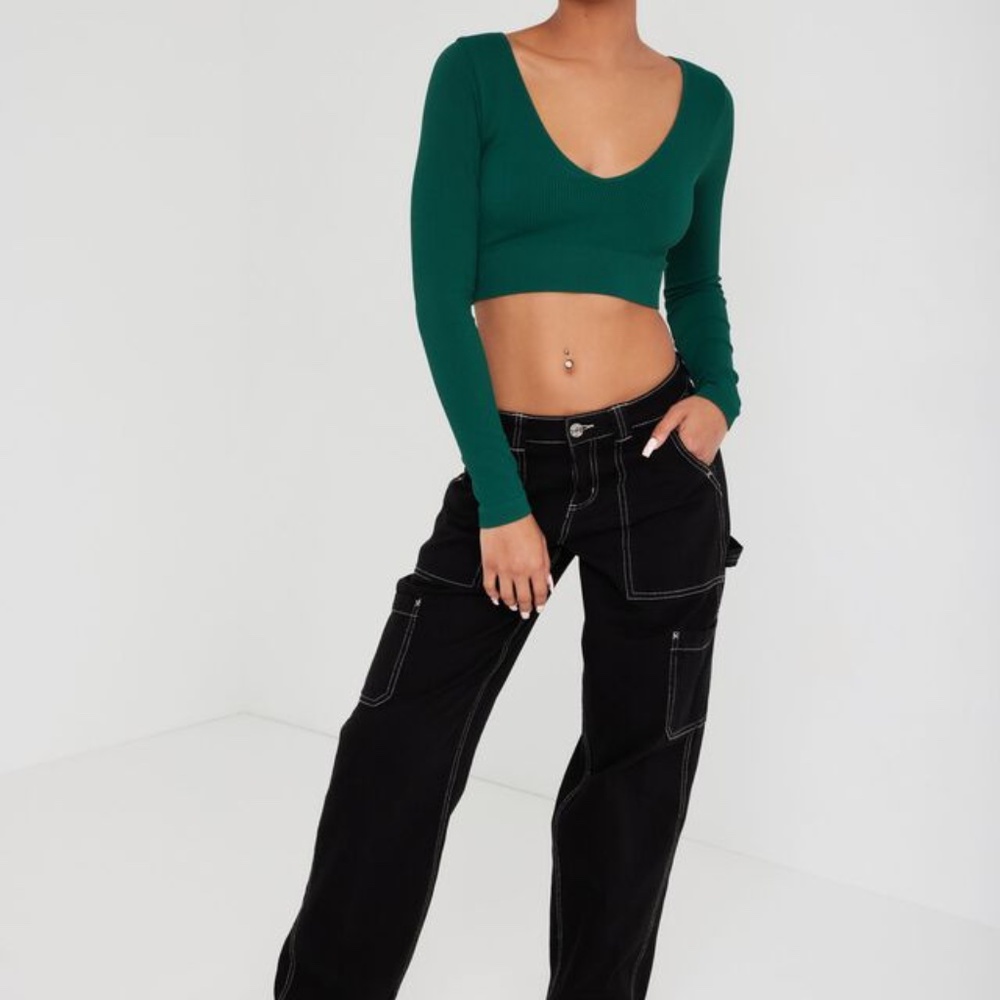 Garage Long Sleeve Seamless Top - Dark Green